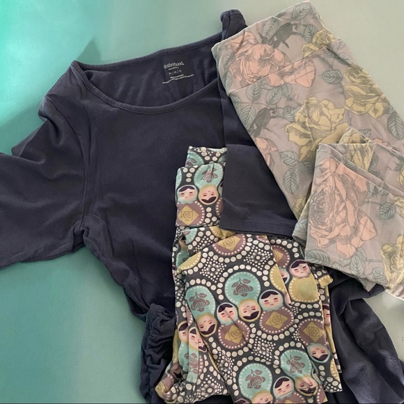 3 pc Legging Ruched Tee Set Nesting Doll Pastle OS - Picture 5 of 6